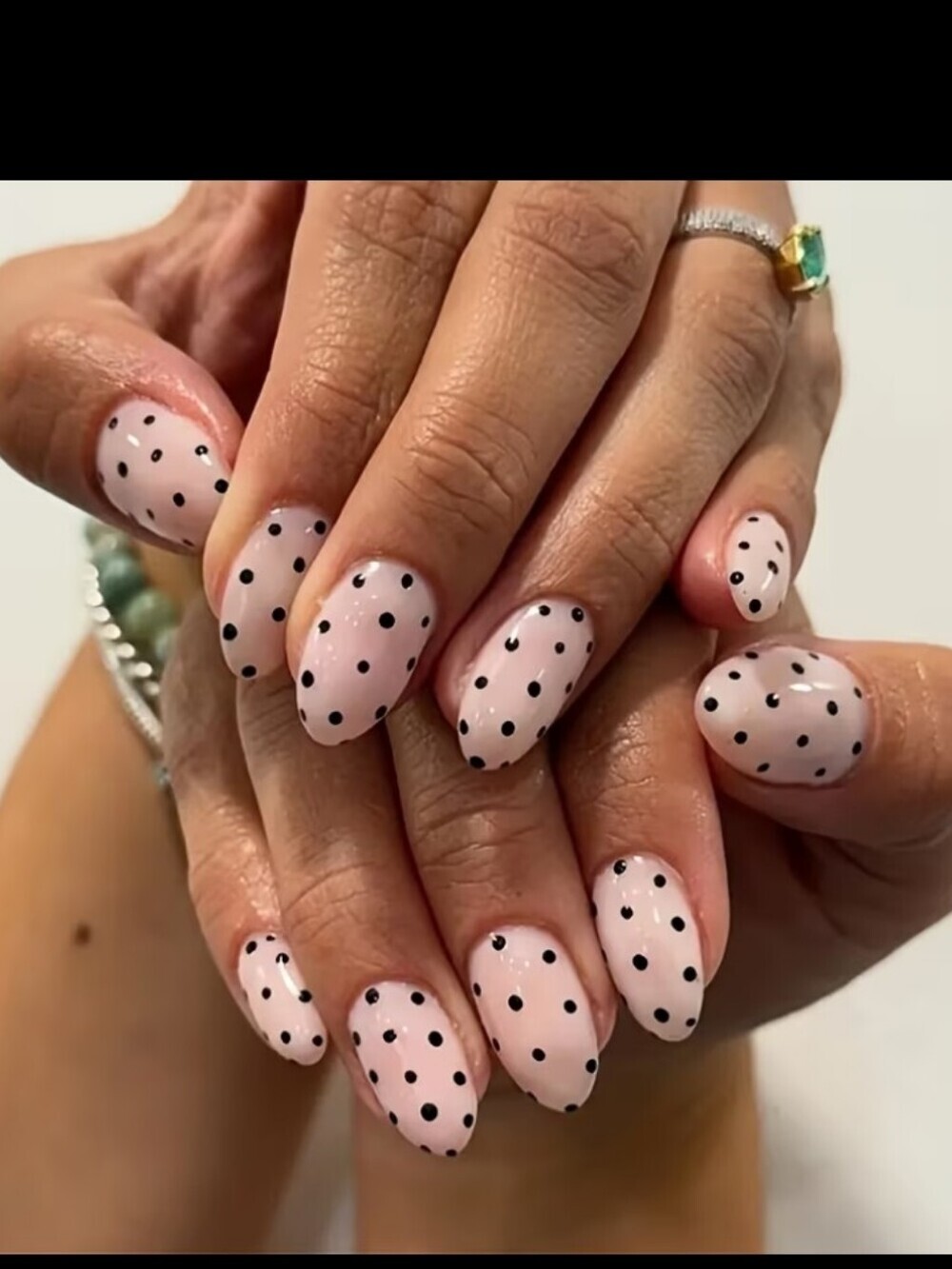 🔥3/$21 Pink Polka Dot Almond Press On Nails